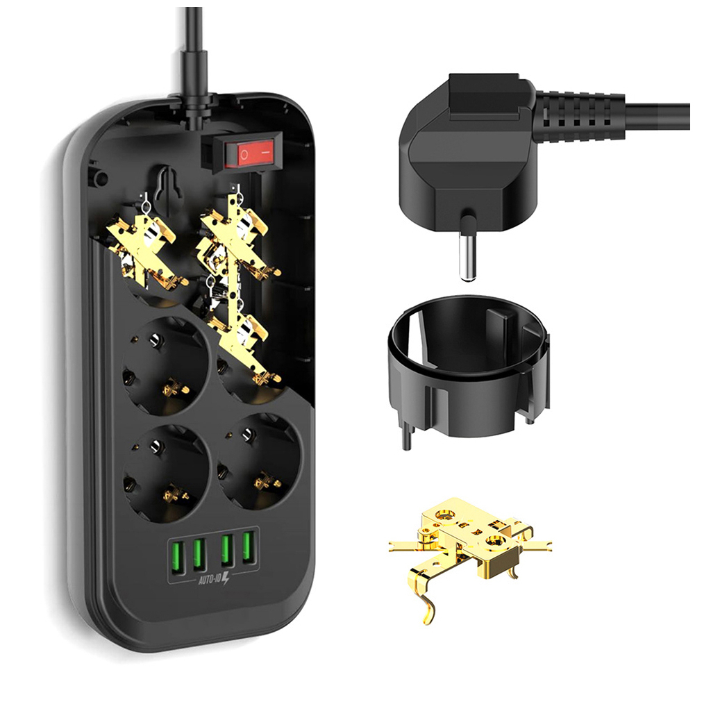 Мережевий фільтр живлення ColorWay CW-CHE64B, 6 розеток/4USB Black (CW-CHE64B) - зображення 9