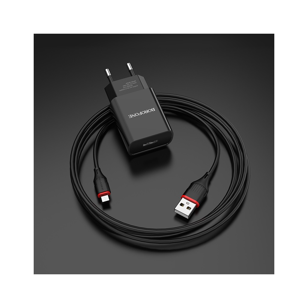 Зарядний пристрій BOROFONE BA20A Sharp USB + cable USB to Micro 5P 10.5W Black (6931474702135) - зображення 7