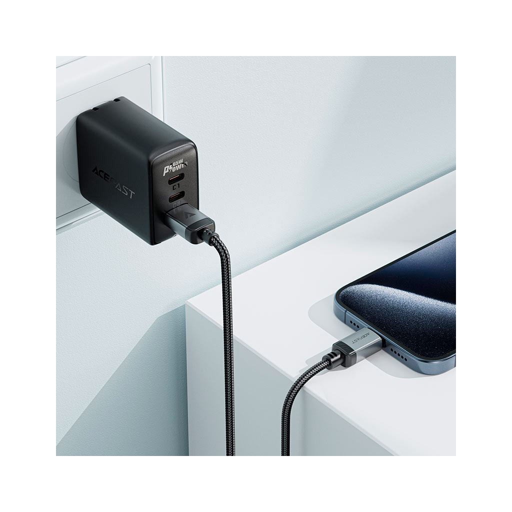 Дата кабель USB 2.0 AM to USB-C 1.2m 3.0A 18W aluminum alloy Black Acefast (6974316283782) - зображення 6