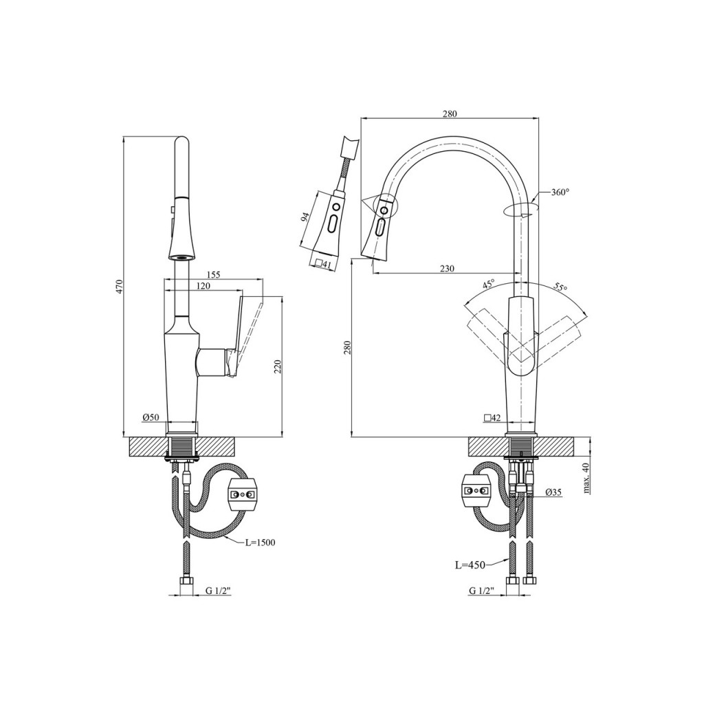 Змішувач Kroner KRP Makon-GRP030-T - зображення 8