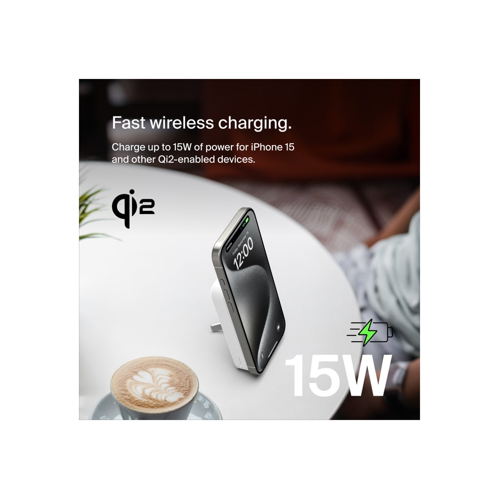 Батарея універсальна Belkin 10000mAh MagSafe Wireless Qi2 White (BPD008BTWH) - зображення 9
