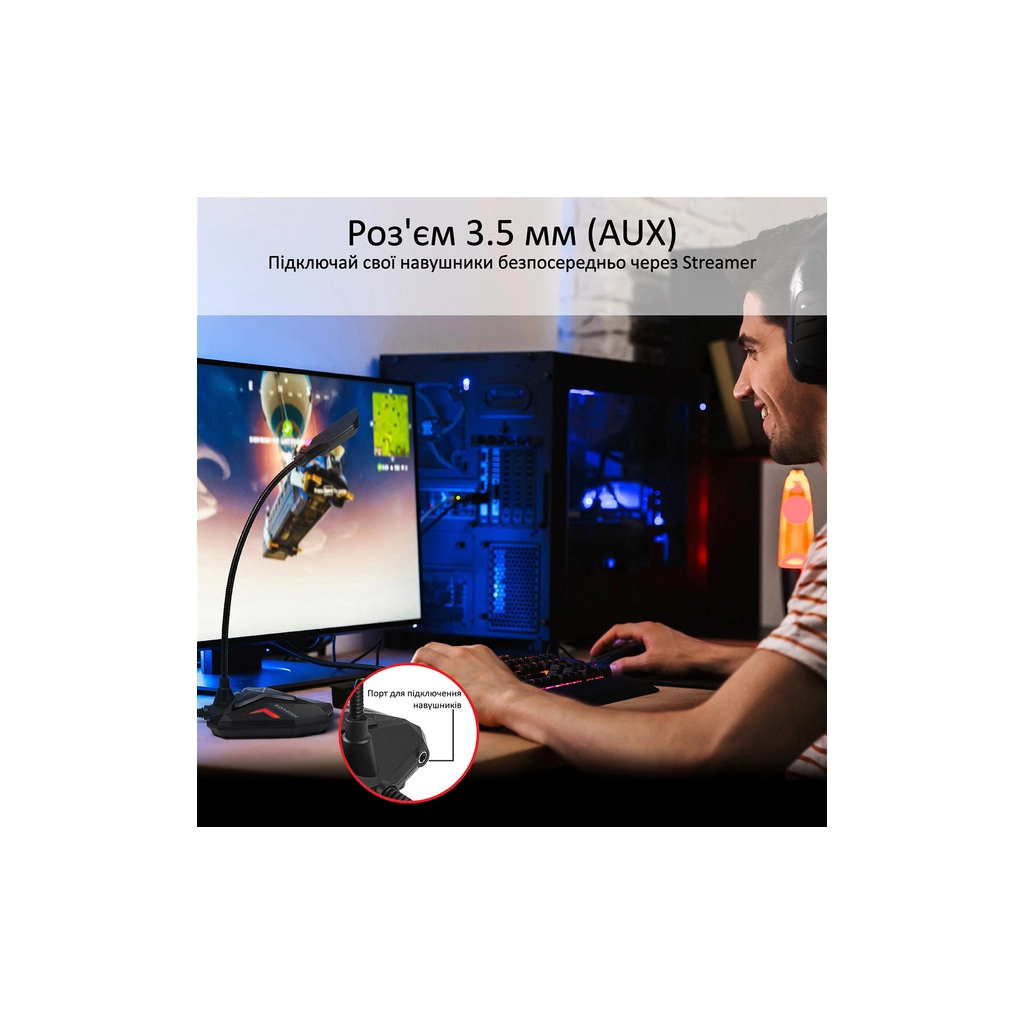 Мікрофон Promate Streamer LED USB Maroon (streamer.maroon) - изображение 6