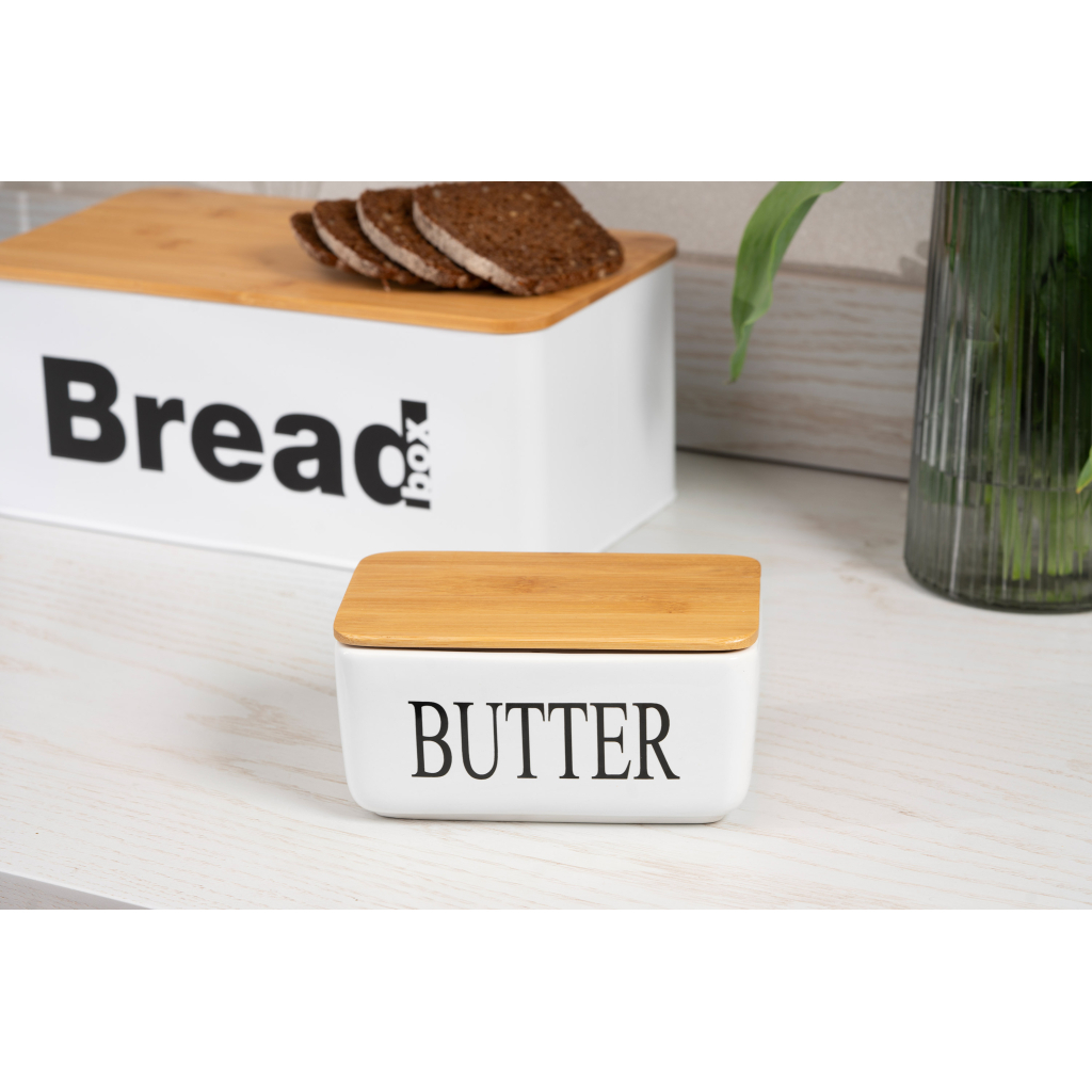 Маслянка кухонна Ardesto Midori 16.5х10х8см, кераміка, бамбук, біла (AR0908W) - изображение 6