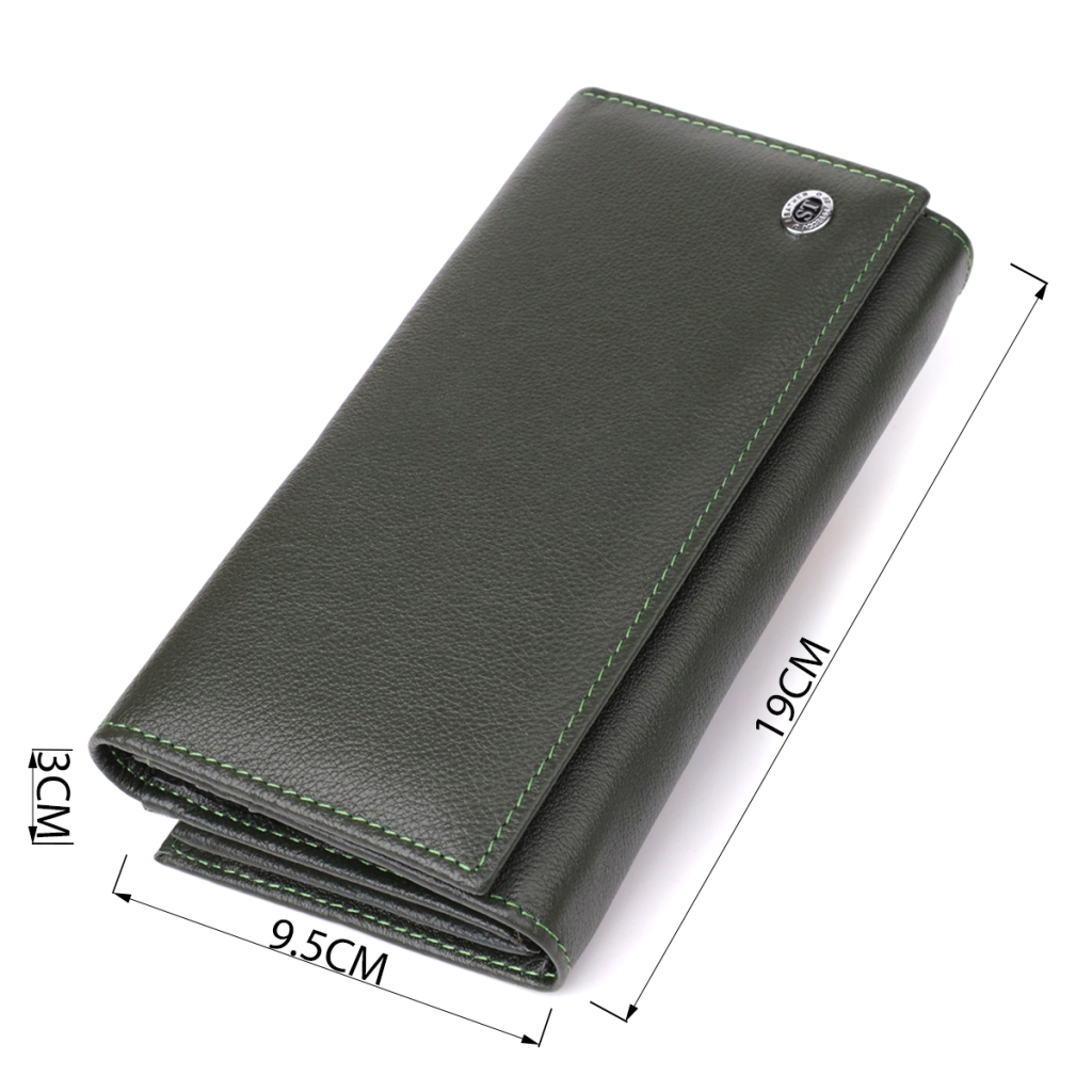 Гаманець ST Leather З натуральної шкіри Зелений (23115) - зображення 3