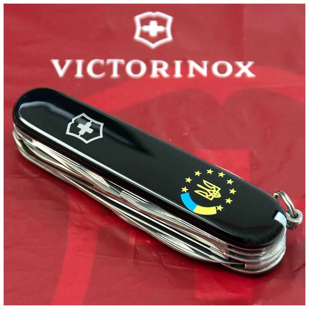 Ніж Victorinox Huntsman Ukraine Black "Україна ЄС" (1.3713.3_T1130u) - зображення 2