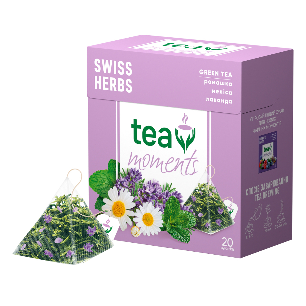 Чай Tea Moments Swiss Herbs зелений 20х1.7 г пірамідки (tm.02944) - зображення 2