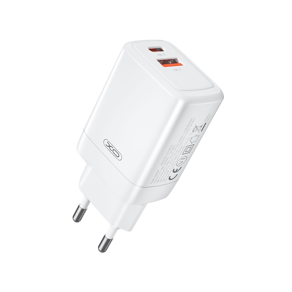 Зарядний пристрій XO CE16 67.5W USB-C PD45W + USB-A QC 22.5W White (CE16_White) - зображення 2