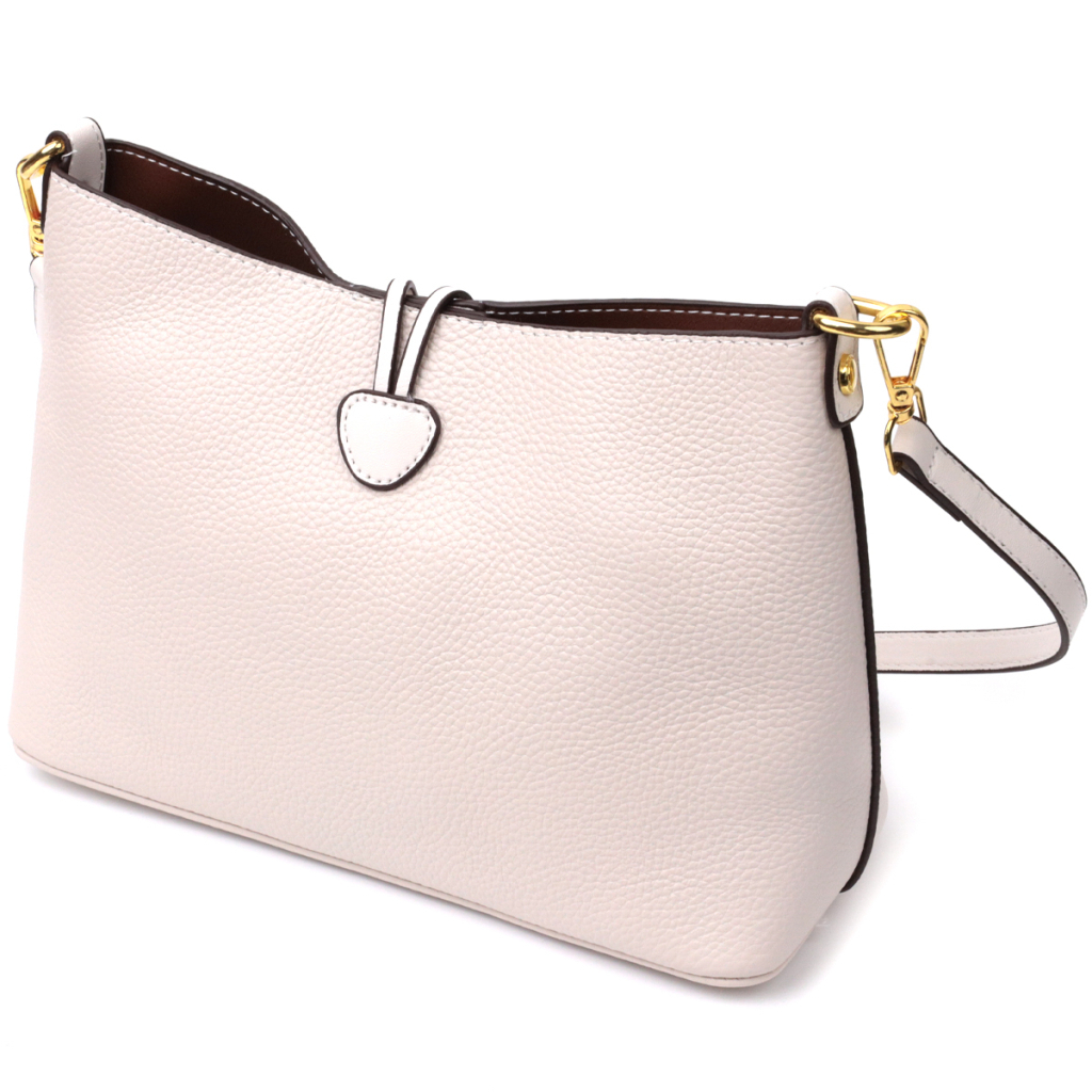 Сумка Vintage Шкіряна жіноча із застібкою ґудзиком Біла (22321) - зображення 2