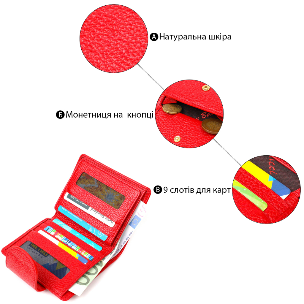 Гаманець Tony Bellucci З натуральної шкіри Червоний (22017) - зображення 4