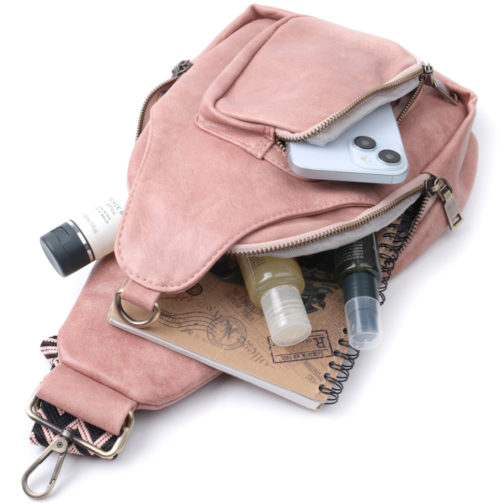 Сумка Vintage Жіноча з акцентом на текстильну лямку з гладкої екошкіри Рожева (22772) - зображення 8