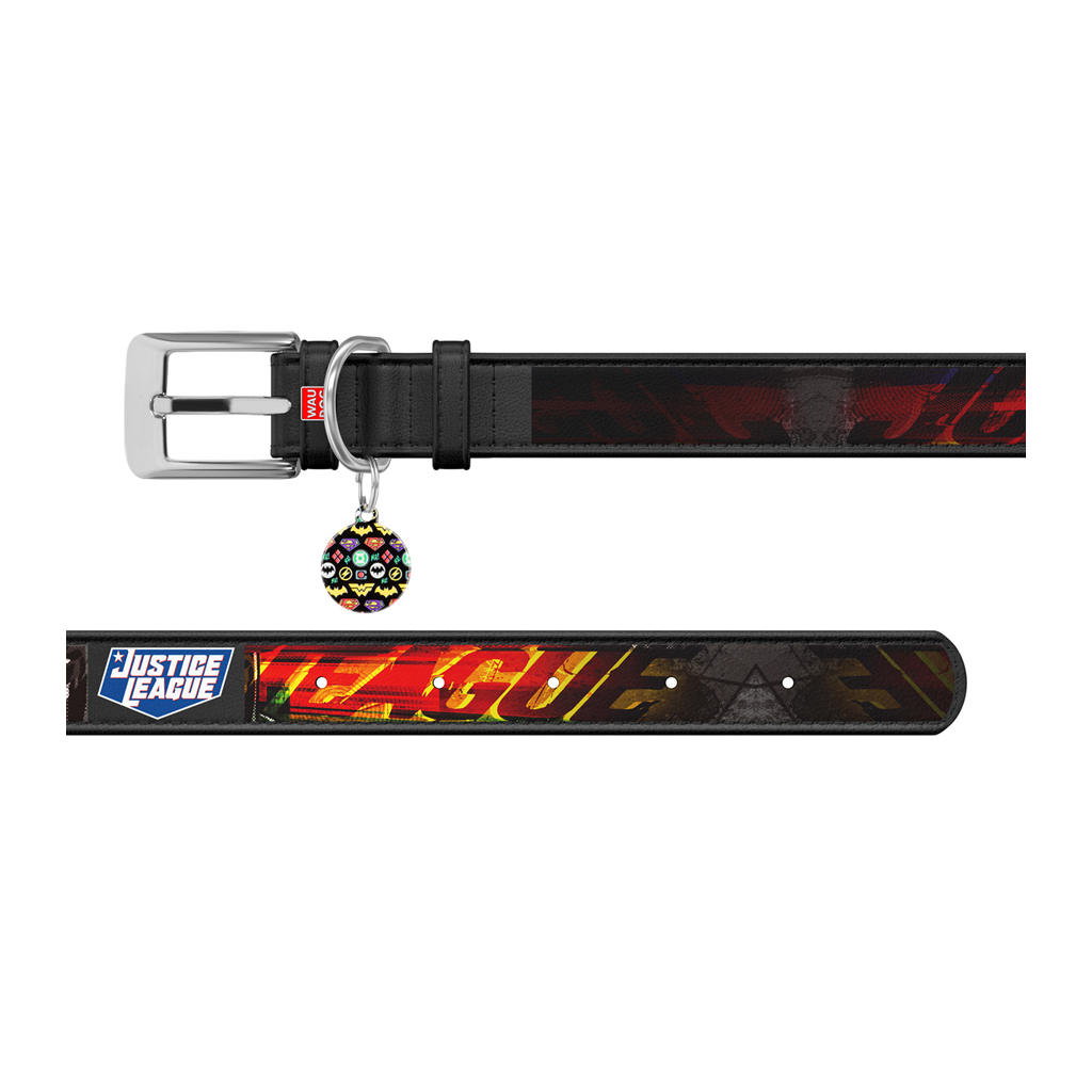 Нашийник для тварин WAUDOG Design з QR паспортом "Ліга справедливості" Ш 20 мм Д 29-38 см чорний (0020-1010-01) - зображення 3