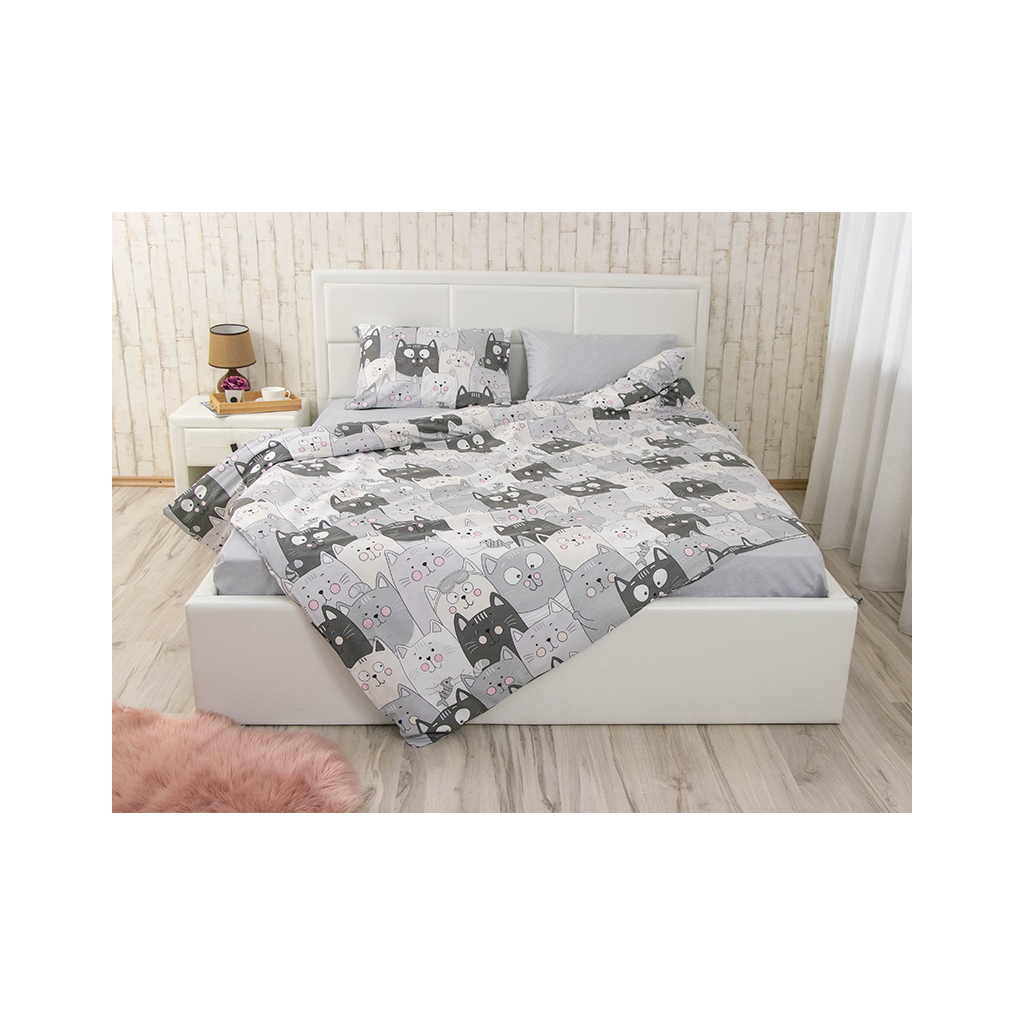Постільна білизна Руно Grey Cat бязь набивна полуторний (1.114Б_Grey Cat) - зображення 1