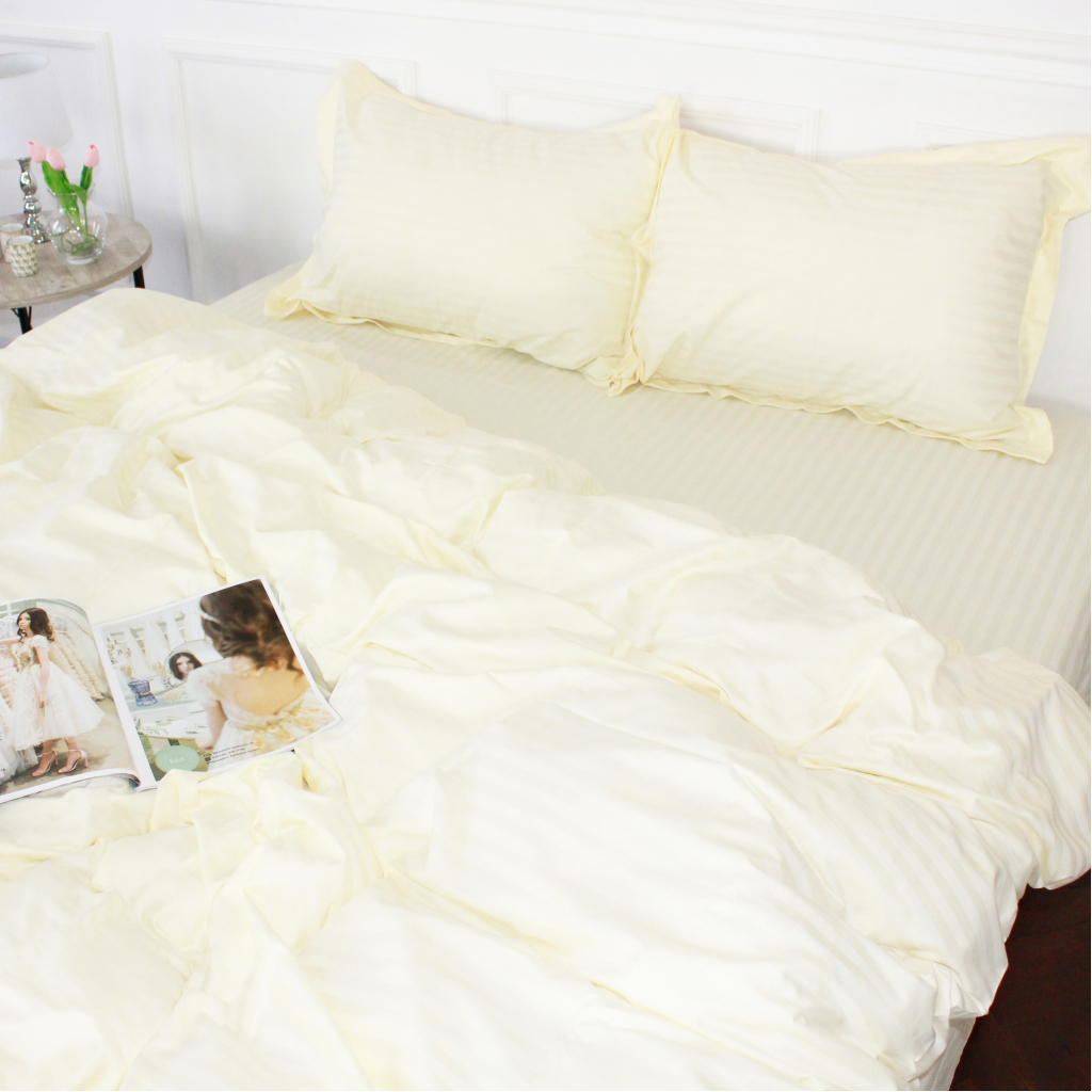 Постільна білизна MirSon Satin Stripe 30-0002 Soft Yellow 175х210 Двоспальна (2200005247778) - зображення 2