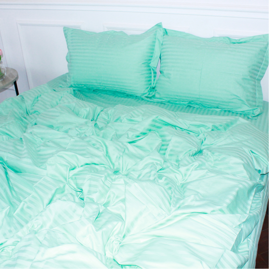 Постільна білизна MirSon Satin Stripe 30-0014 Mint 143х210 Полуторна (2200005252802) - зображення 2