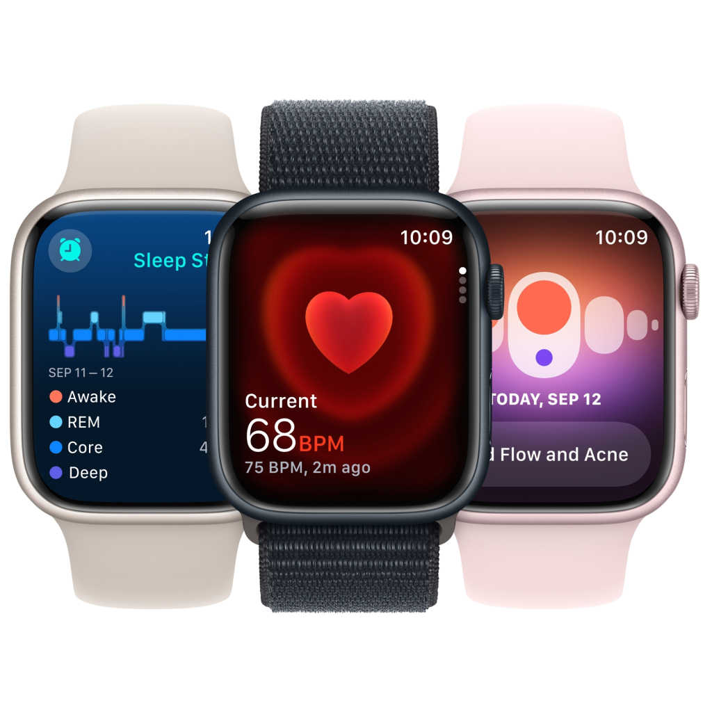 Смарт-годинник Apple Watch Series 9 GPS 45mm Silver Aluminium Case with Storm Blue Sport Band - M/L (MR9E3QP/A) - зображення 6