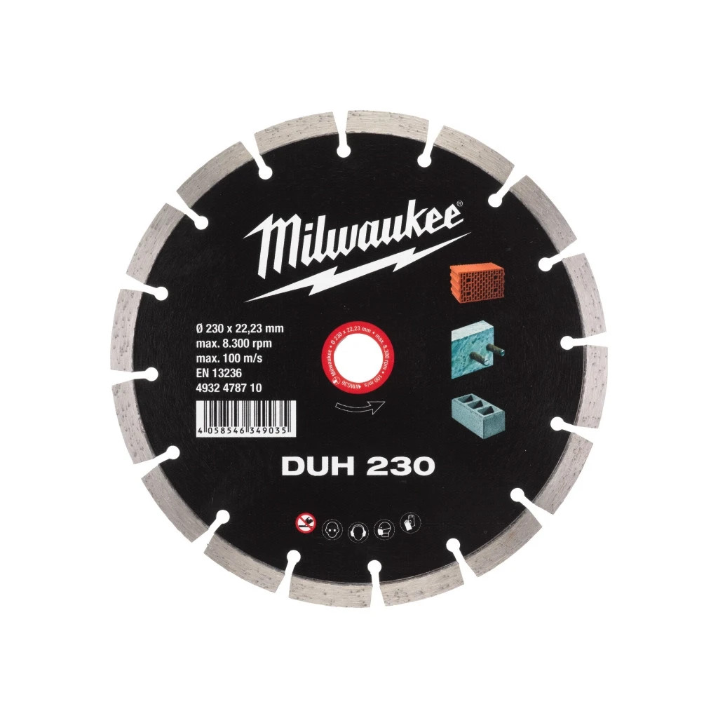 Круг відрізний Milwaukee DUH 230, алмазний для твердого бетону (4932478710) - зображення 1