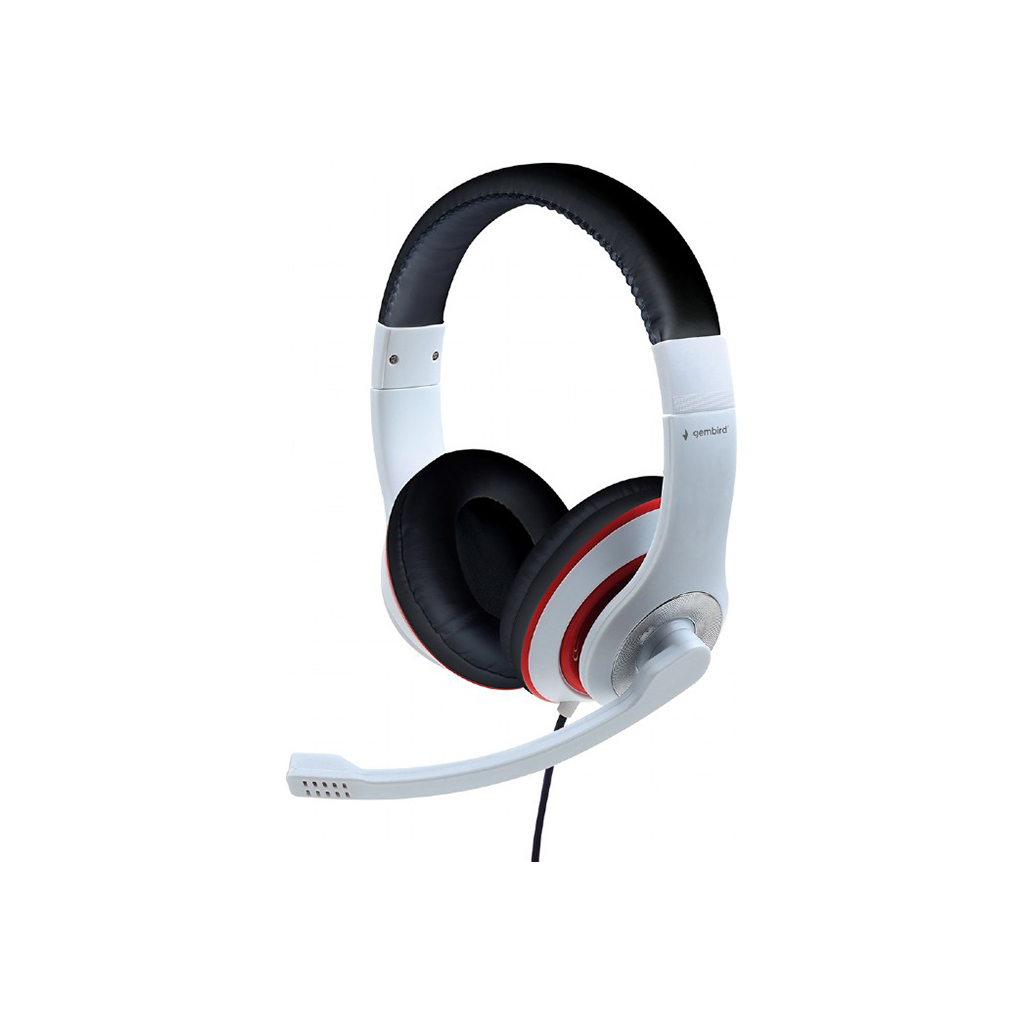 Навушники Gembird MHS-03 White/Red/Black (MHS-03-WTRDBK) - зображення 1