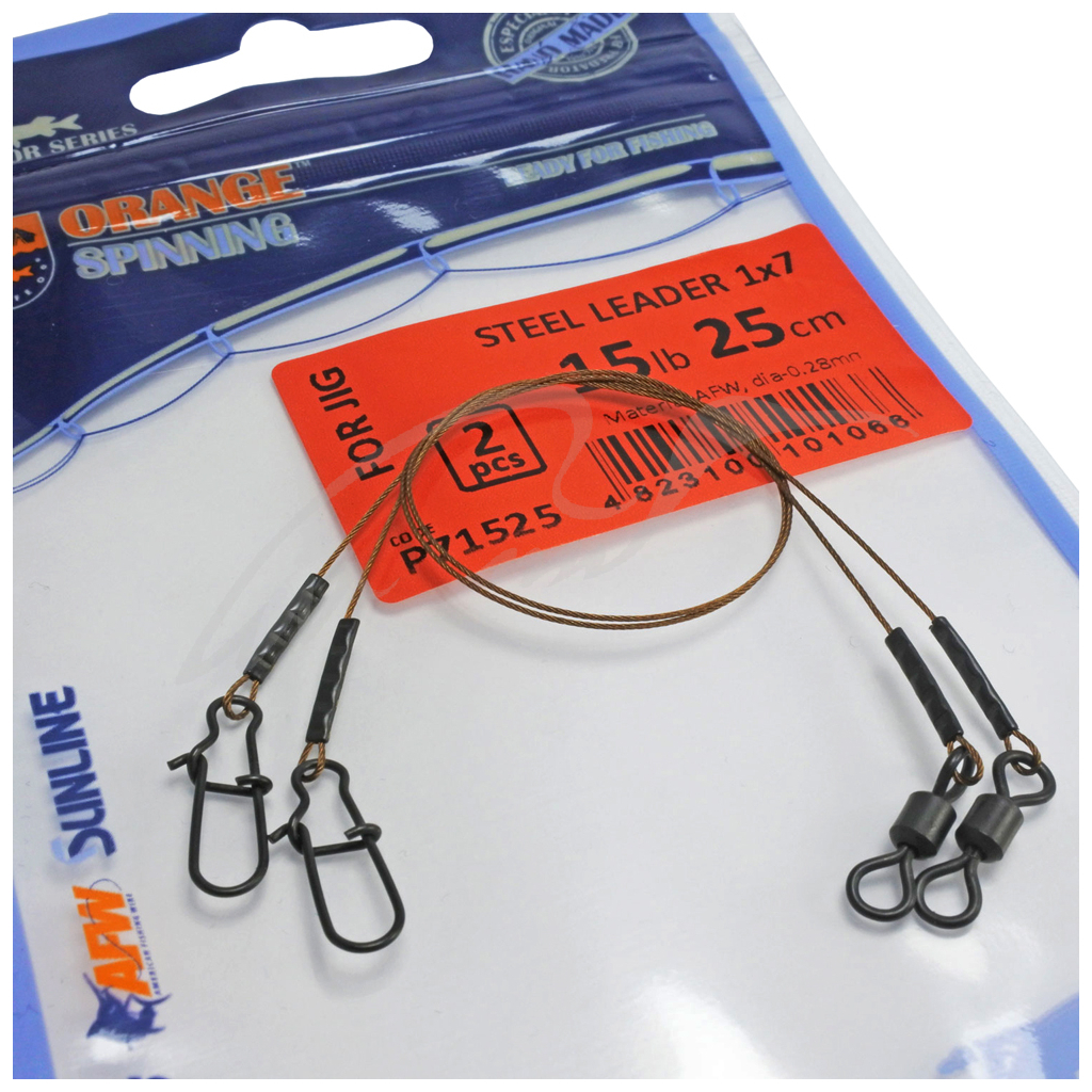 Повідець Ukrspin Orange Spinning плетений сталь AFW 7х7 30см18кг(40lb)/0.46мм (1590.03.55) - изображение 2