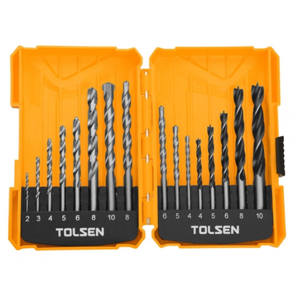 Набір свердл Tolsen дерево/метал/цегла/бетон 16шт 2-10мм (75628) - зображення 1