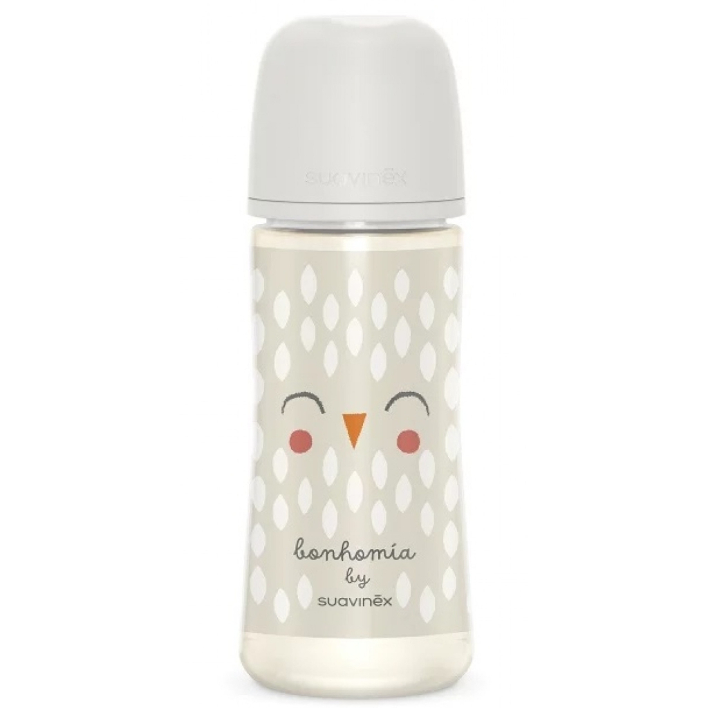 Пляшечка для годування Suavinex Bonhomia, повільний потік, 360 мл, біла (307839) - зображення 1