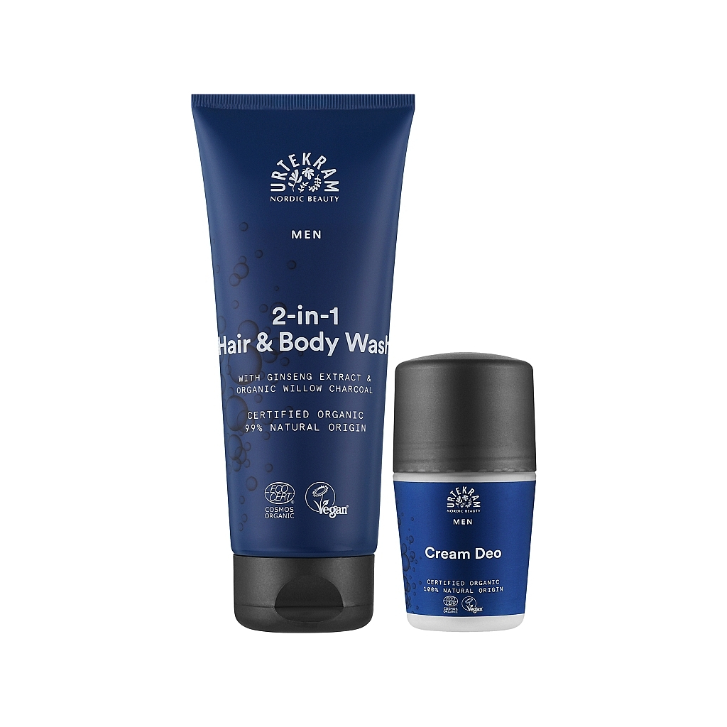 Набір косметики Urtekram Органічний чоловічий Засіб для миття голови і тіла 200 мл + Роликовий дезодорант 50 мл (5701058013954) - picture 2