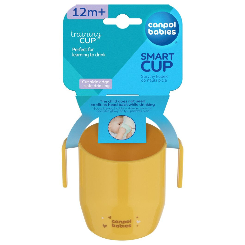 Набір дитячого посуду Canpol babies ергономічна кружка для навчання самостійного пиття, жовта (74/060_yel) - зображення 5