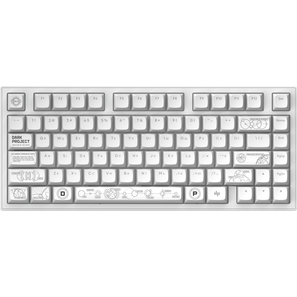 Клавіатура Dark Project ALU81 Terra Nova PBT RGB Mech G3MS Moonstone White (DPKB_NOVA_81_ANSI_WHITE_UA) - зображення 3