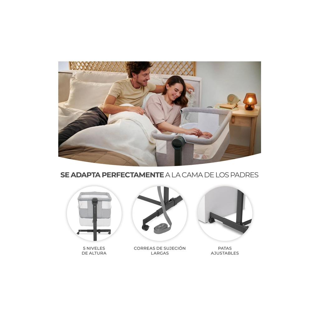 Ліжечко Kinderkraft Приставне ліжечко-люлька Neste Up 2 Light Grey (5902533924523) - изображение 9