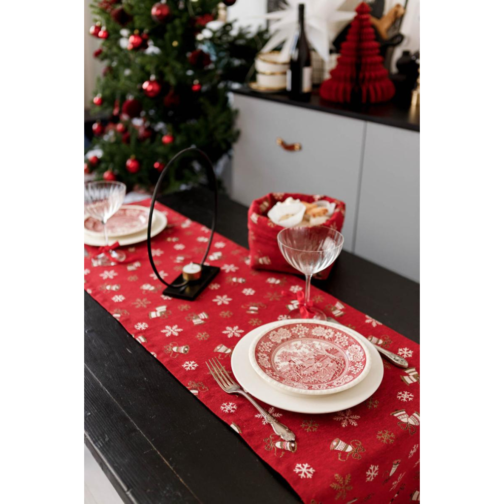 Доріжка на стіл Прованс Дзвіночки на червоному 40х180 см (036828) - зображення 3