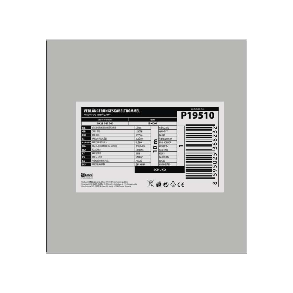Мережевий подовжувач EMOS катушка 4 роз., 10 м (P19510) - зображення 6