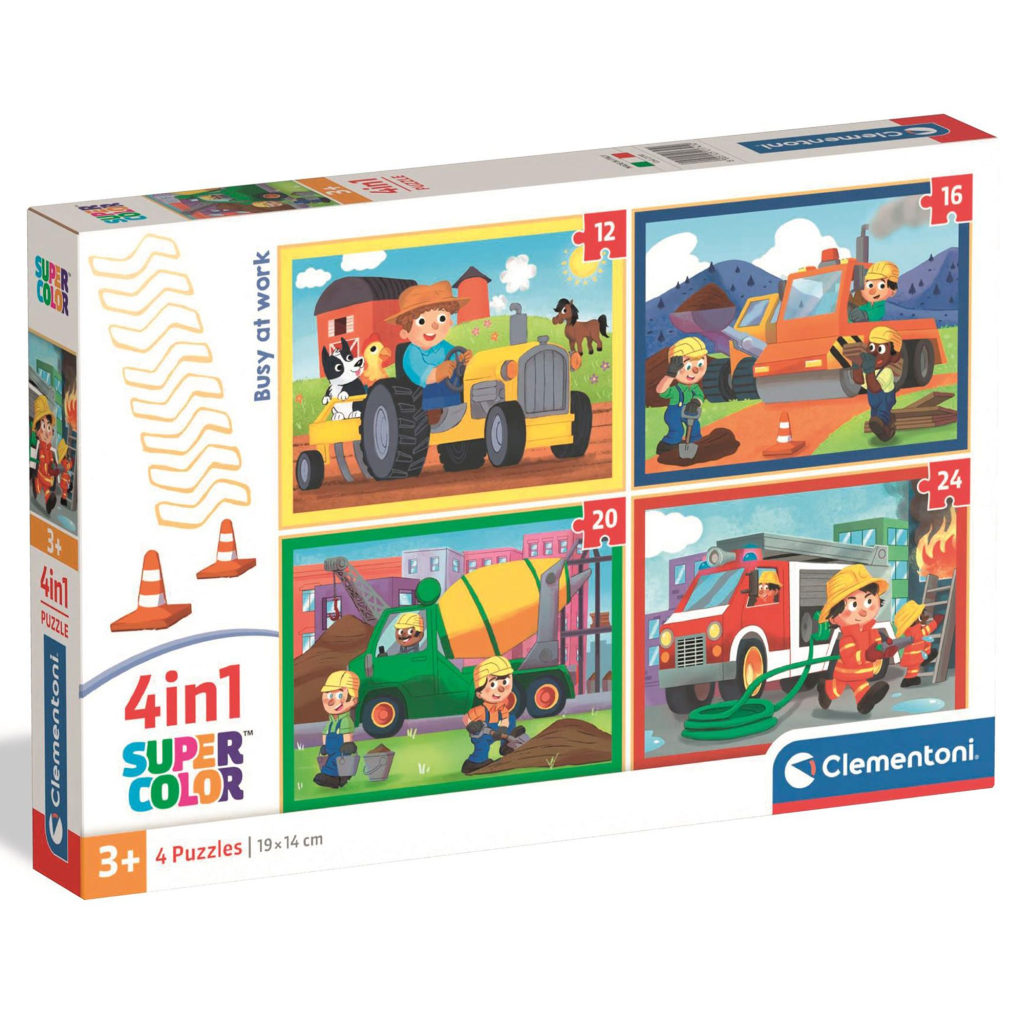 Пазл Clementoni 4 в 1 Busy at Work, 12,16,20 та 24 елементи (21741) - зображення 1