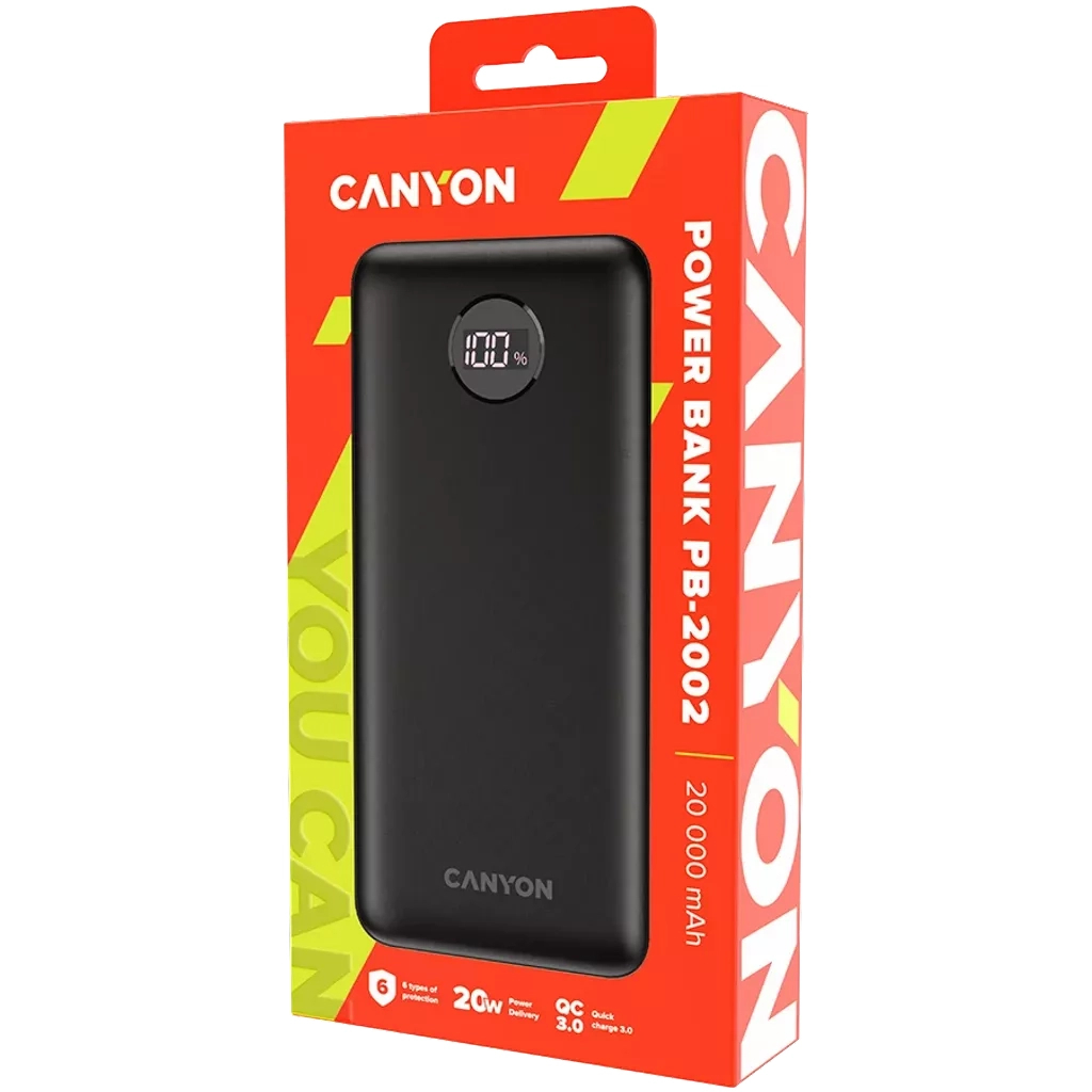 Батарея універсальна Canyon PB-2002 20000mAh, PD/20W, QC/3.0/22.5W, Black (CNE-CPB2002B) - зображення 4