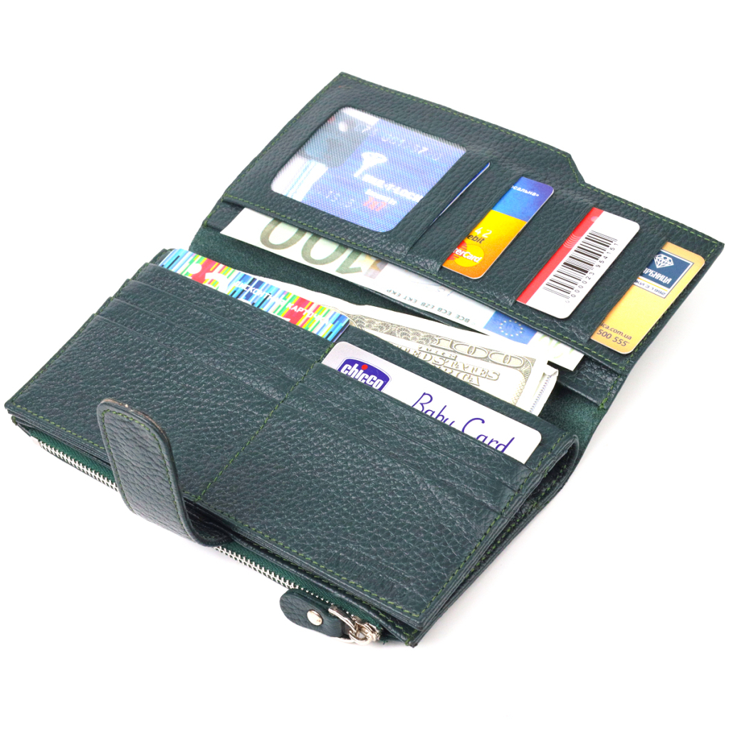 Гаманець Canpellini З натуральної шкіри Зелений (21643) - зображення 6