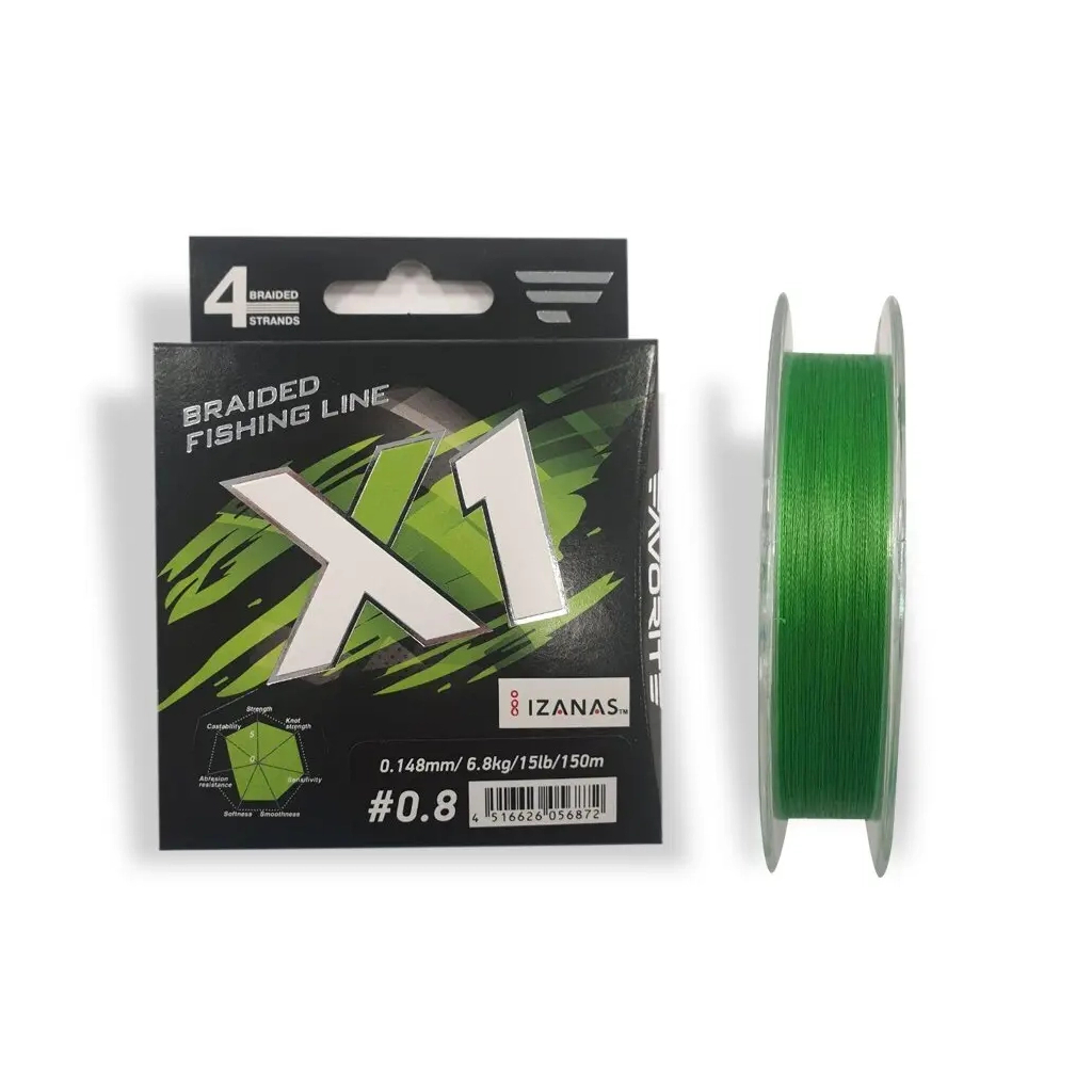 Шнур Favorite X1 PE 4x 150m 0.8/0.148mm 15lb/6.8kg Light Green (1693.11.29) - зображення 1
