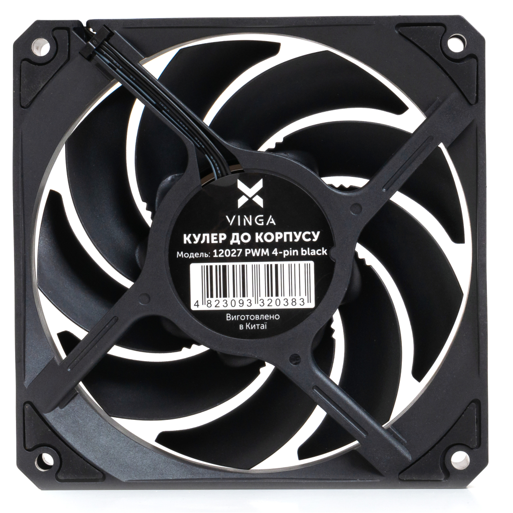 Кулер до корпусу Vinga 12027 PWM 4-pin black - зображення 3