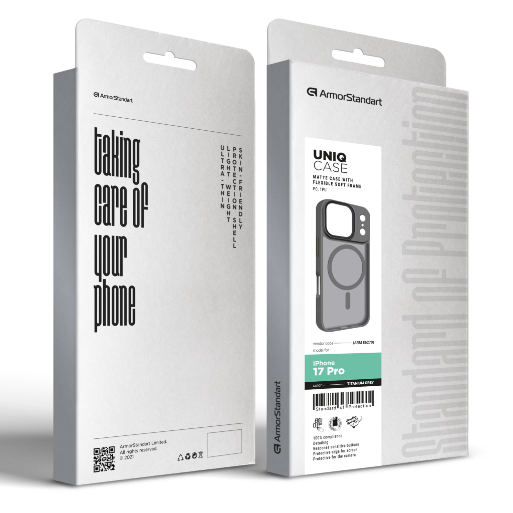 Чохол до мобільного телефона Armorstandart Uniq MagCase Apple iPhone 17 Pro Titanium Grey (ARM86270) - зображення 2