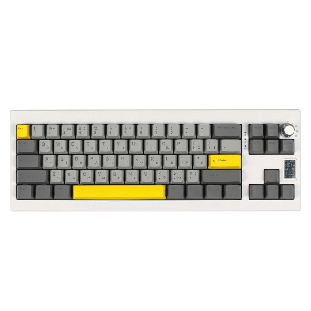 Клавіатура Epomaker Shadow-X 70 Wisteria Linear Switch Hot-Swap LCD Screen RGB Wireless/Bluetooth/USB UA White (SHX-W-WL) - зображення 1