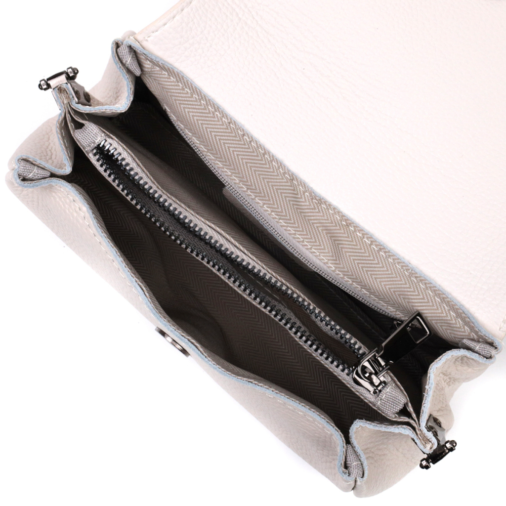 Сумка Vintage Шкіряна жіноча з трикутним клапаном Біла (22255) - зображення 5