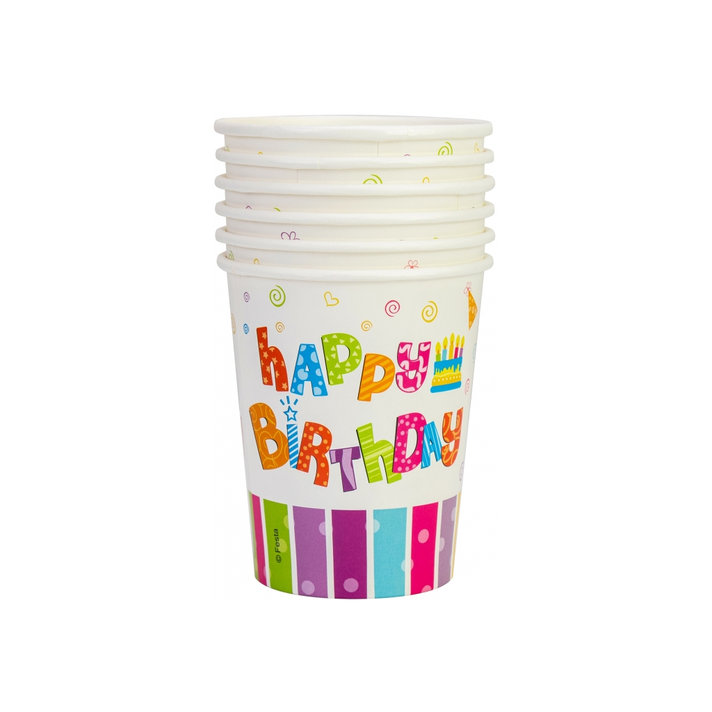 Стакани одноразові Maxi Happy Birthday паперові 270 мл 6 шт. (MX440100) - зображення 1