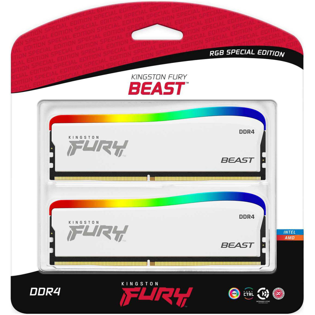 Модуль пам'яті для комп'ютера DDR4 16GB (2x8GB) 3200 MHz Beast White RGB SE Kingston Fury (ex.HyperX) (KF432C16BWAK2/16) - зображення 4