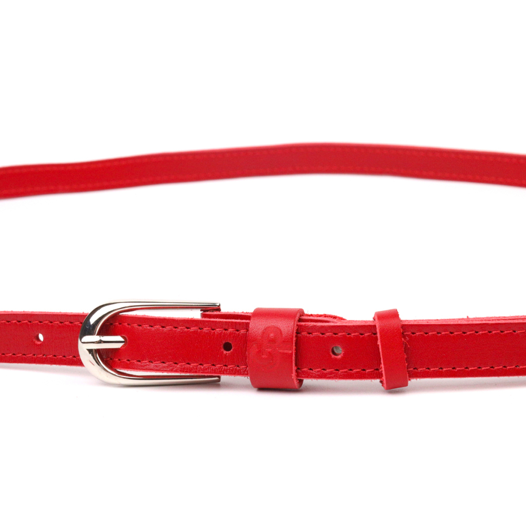 Ремінь Grande Pelle Вузький жіночий з натуральної шкіри Червоний (21440) - зображення 5