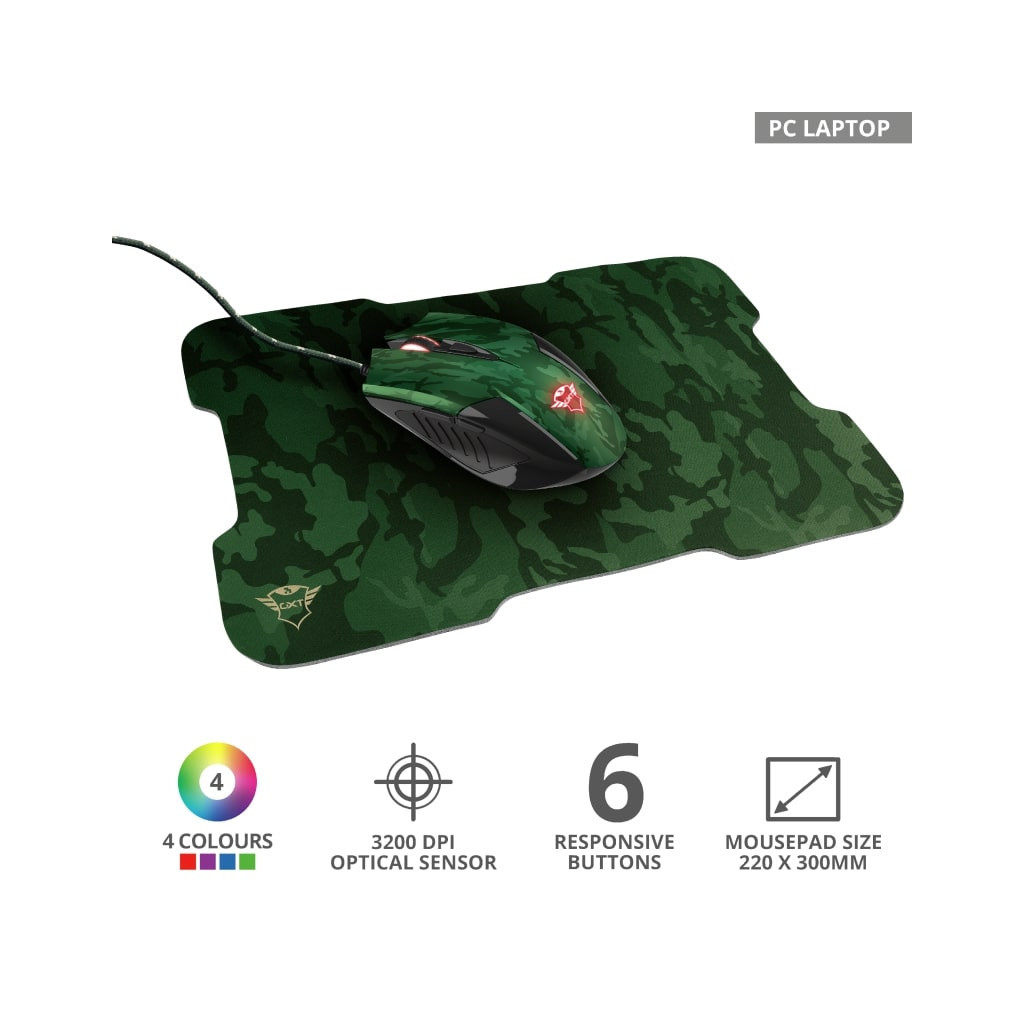 Мишка Trust GXT 781 Rixa Camo Mouse & Pad USB Camouflage (23611) - зображення 10