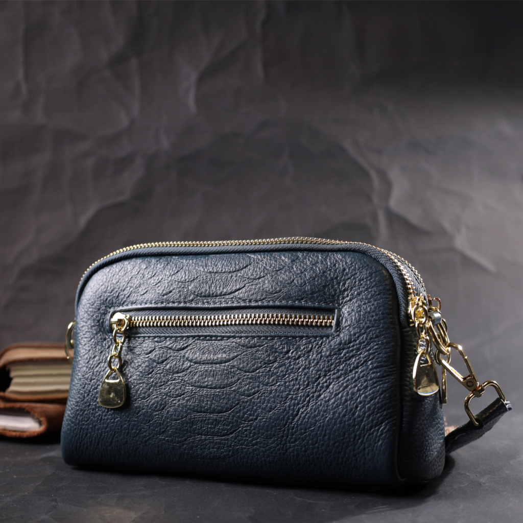 Сумка Vintage На два відділення з натуральної шкіри Синя (22355) - зображення 10