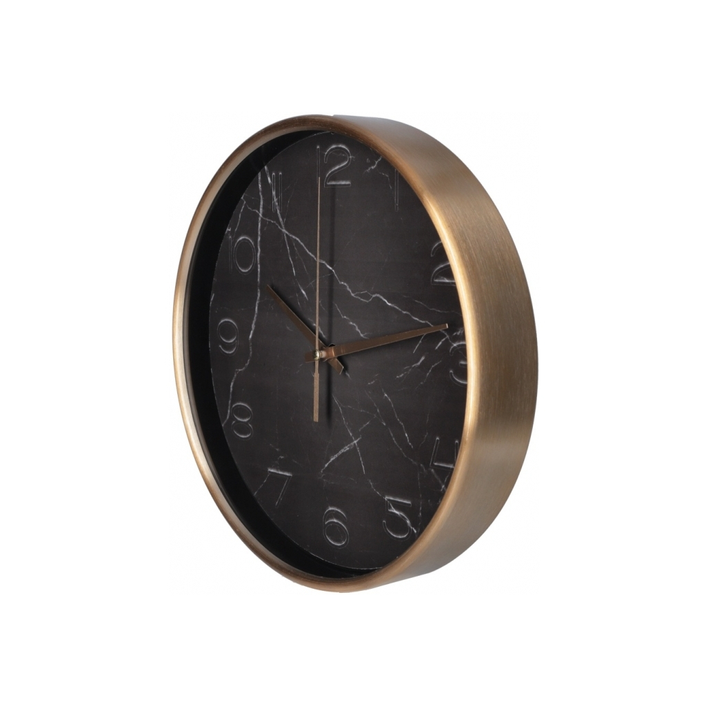 Настінний годинник Optima Marble металевий, чорний мармур (O52091) - зображення 2