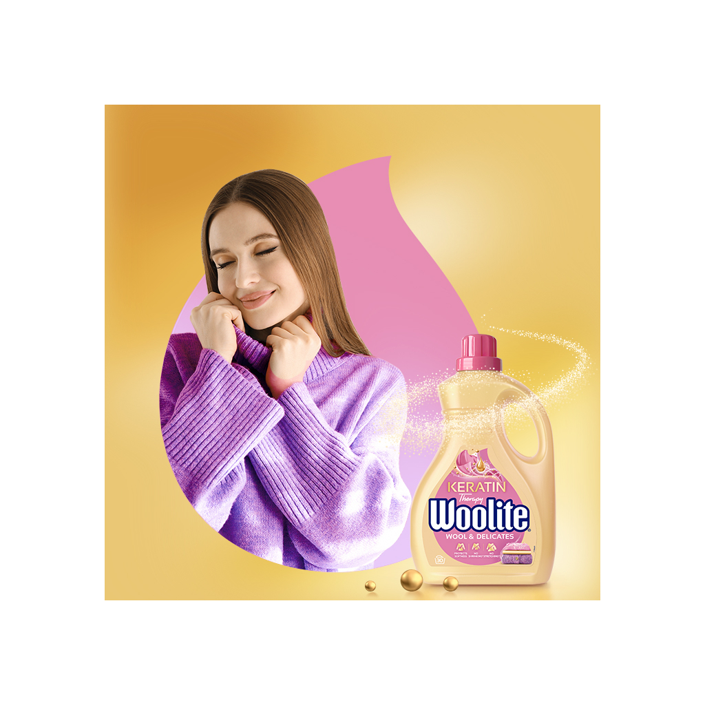 Гель для прання Woolite Для вовни та делікатних тканин З кератином 1.8 л (5900627090468) - зображення 2
