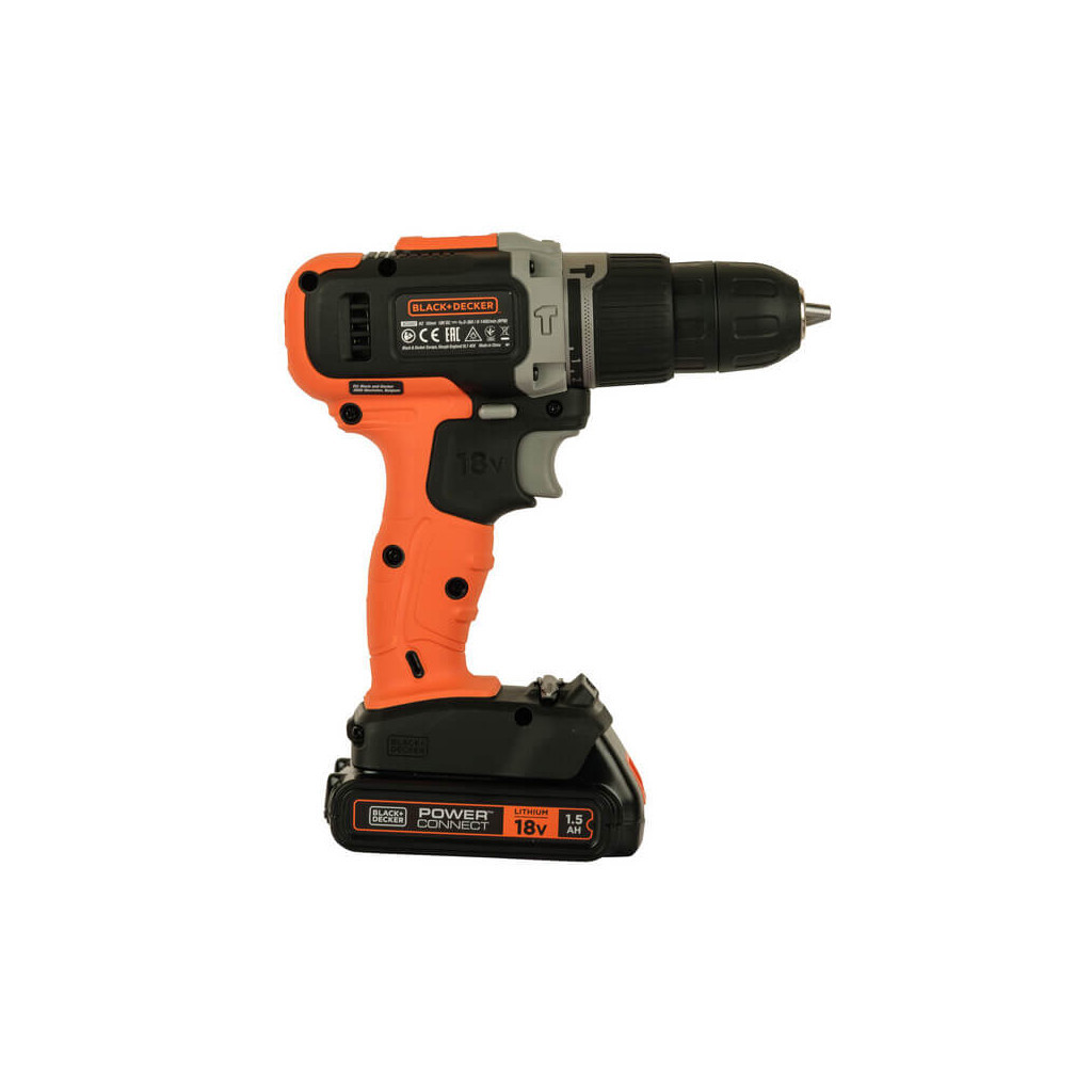 Шуруповерт Black&Decker 18 В, 1.5Ah, 45 Нм,0-360/0-1400 об/хв, 21000 уд/хв, 1.3 кг (BCD003C1) - зображення 4