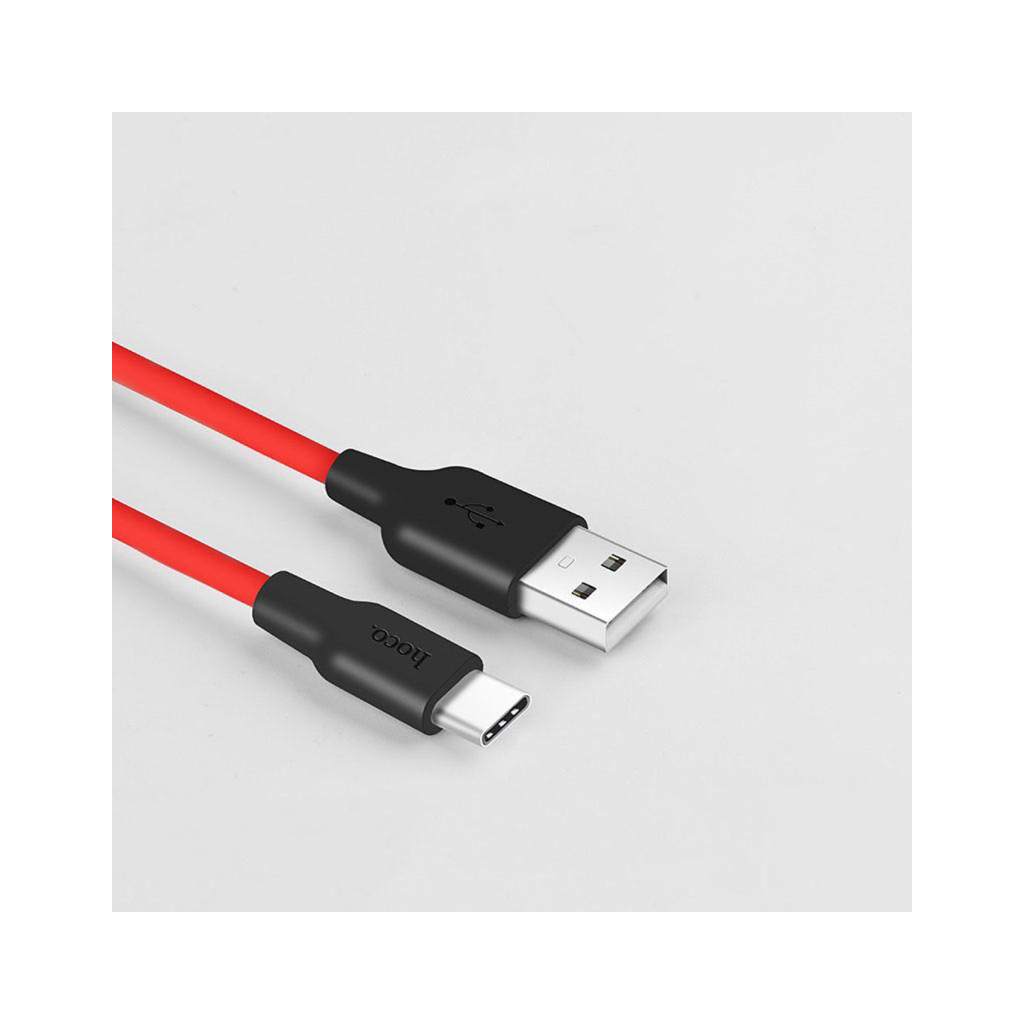 Дата кабель USB 2.0 AM to USB-C 1.0m 2A silicone X21 black+red HOCO (6957531071419) - зображення 3