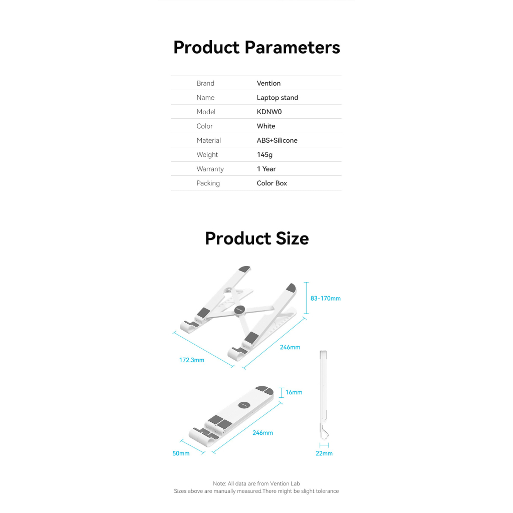 Підставка до ноутбука Vention Laptop X-type Stand White ABS 83-170мм (KDNW0) - зображення 11