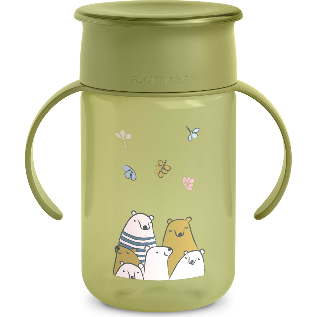 Поїльник-непроливайка Suavinex Bear Family 340 мл, +12 міс. зелена (402647) - зображення 1
