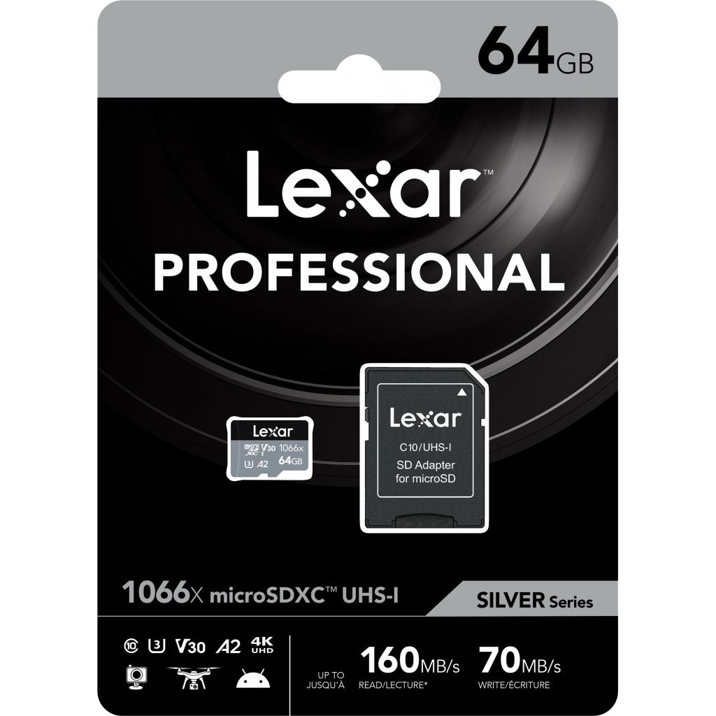 Карта пам'яті Lexar 64GB microSDXC class 10 UHS-I 1066x Silver (LMS1066064G-BNANG) - зображення 3